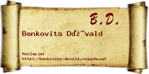 Benkovits Dévald névjegykártya